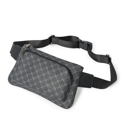 Luxury Plaid Men's Casual Leather Phone Travel Waist Fashion Chest Pack Male Shoulder Crossbody Bag