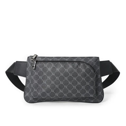 Luxury Plaid Men's Casual Leather Phone Travel Waist Fashion Chest Pack Male Shoulder Crossbody Bag