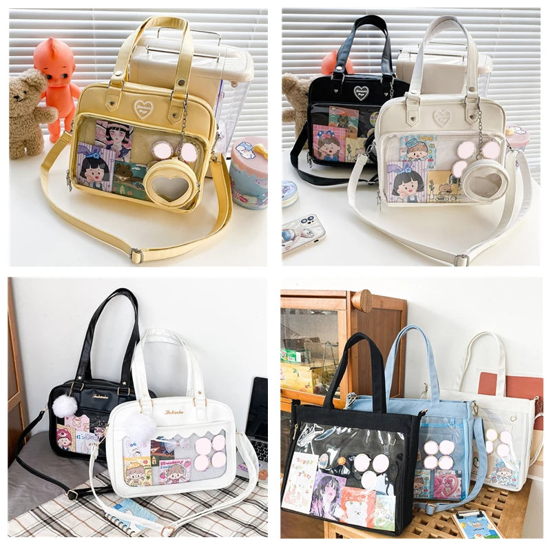 Luxury Pu Ita Bag Crossbody Women Sweet Lolita Bags Cute Transparent Pocket Japanese Style Shoulder Purse
