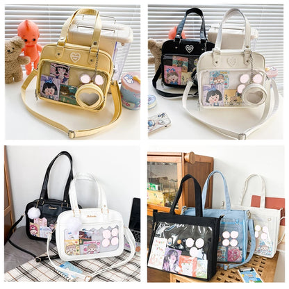 Luxury Pu Ita Bag Crossbody Women Sweet Lolita Bags Cute Transparent Pocket Japanese Style Shoulder Purse