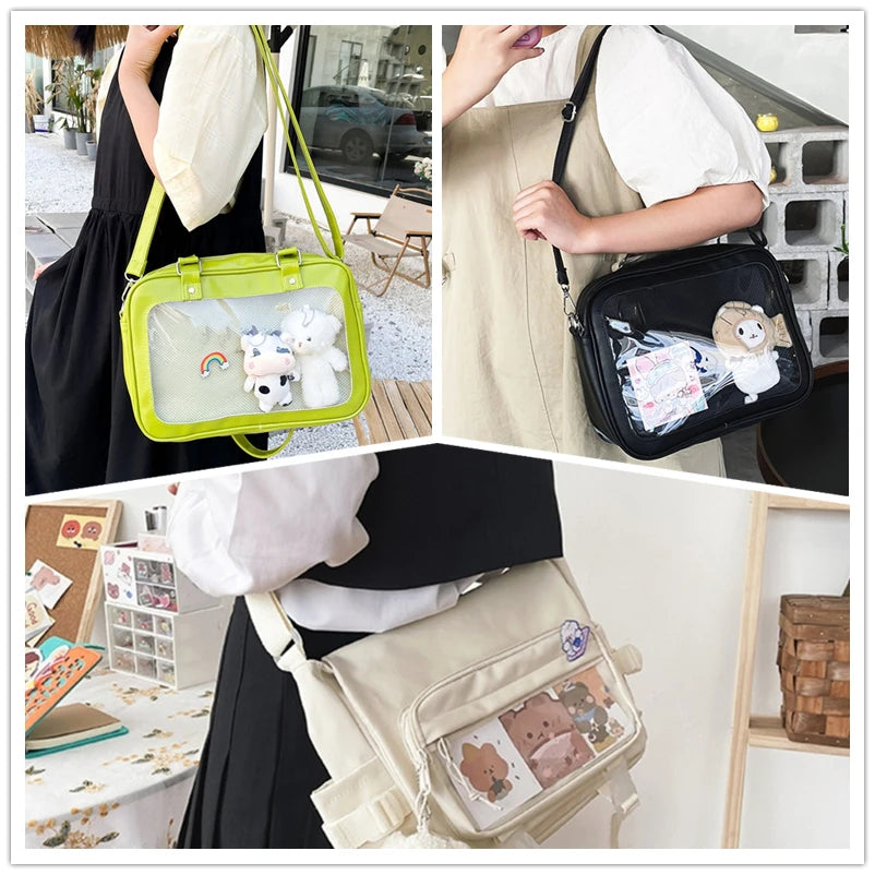 Luxury Pu Ita Bag Crossbody Women Sweet Lolita Bags Cute Transparent Pocket Japanese Style Shoulder Purse