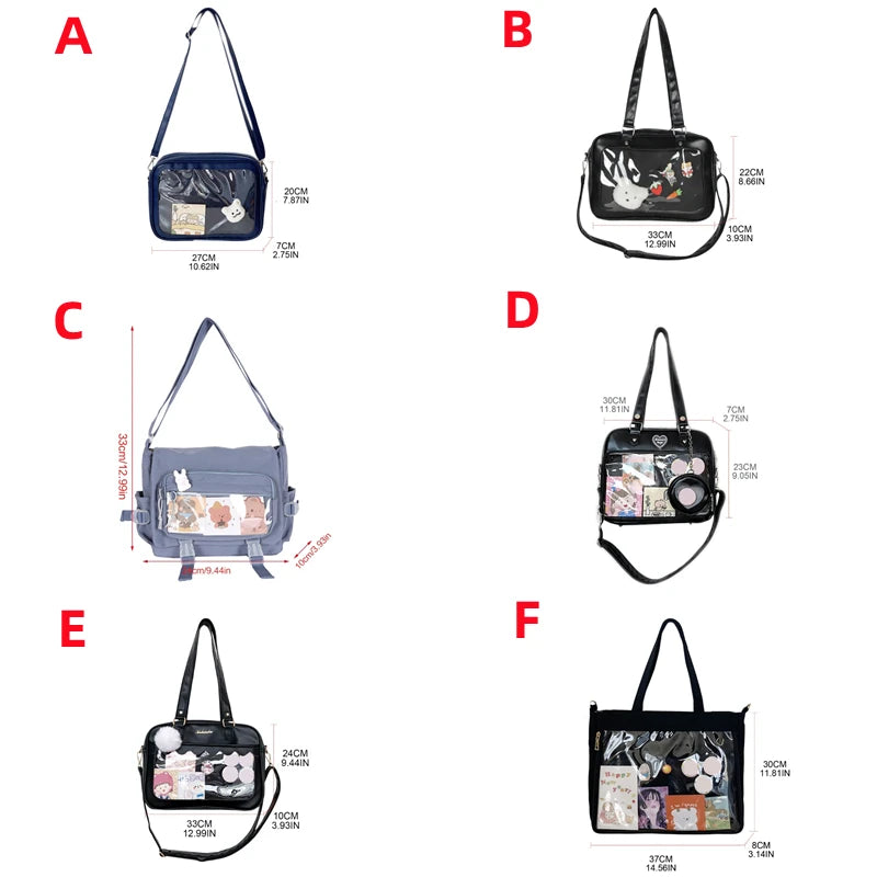 Luxury Pu Ita Bag Crossbody Women Sweet Lolita Bags Cute Transparent Pocket Japanese Style Shoulder Purse