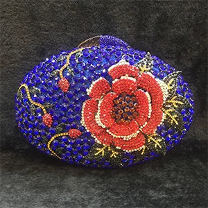 Luxury Red Crystal Wedding Clutch Gold Metal Bridal Evening Bags Flower Clutches For Women Gift Hollow Out Diamond Handbag Purse