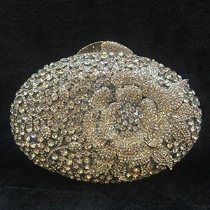 Luxury Red Crystal Wedding Clutch Gold Metal Bridal Evening Bags Flower Clutches For Women Gift Hollow Out Diamond Handbag Purse