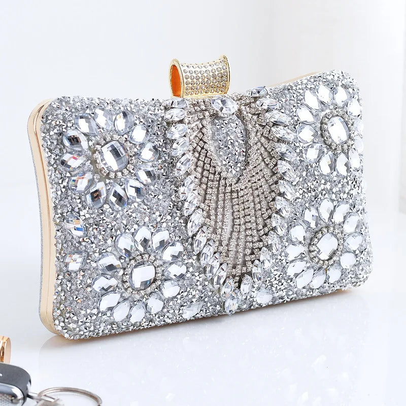 Luxury Rhinestones Glitter Dinner Bag Pretty Purses for Women Wedding Party Brands Evening Bags Chain Satchel Clutch Handbags