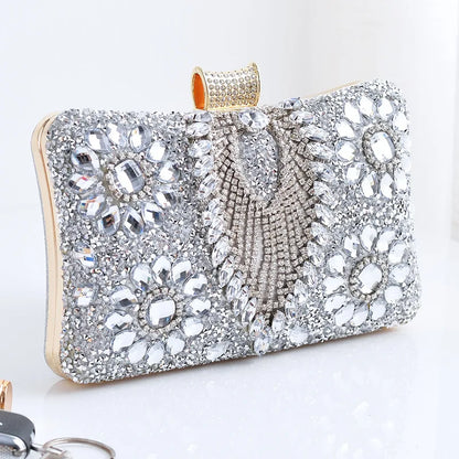 Luxury Rhinestones Glitter Dinner Bag Pretty Purses for Women Wedding Party Brands Evening Bags Chain Satchel Clutch Handbags