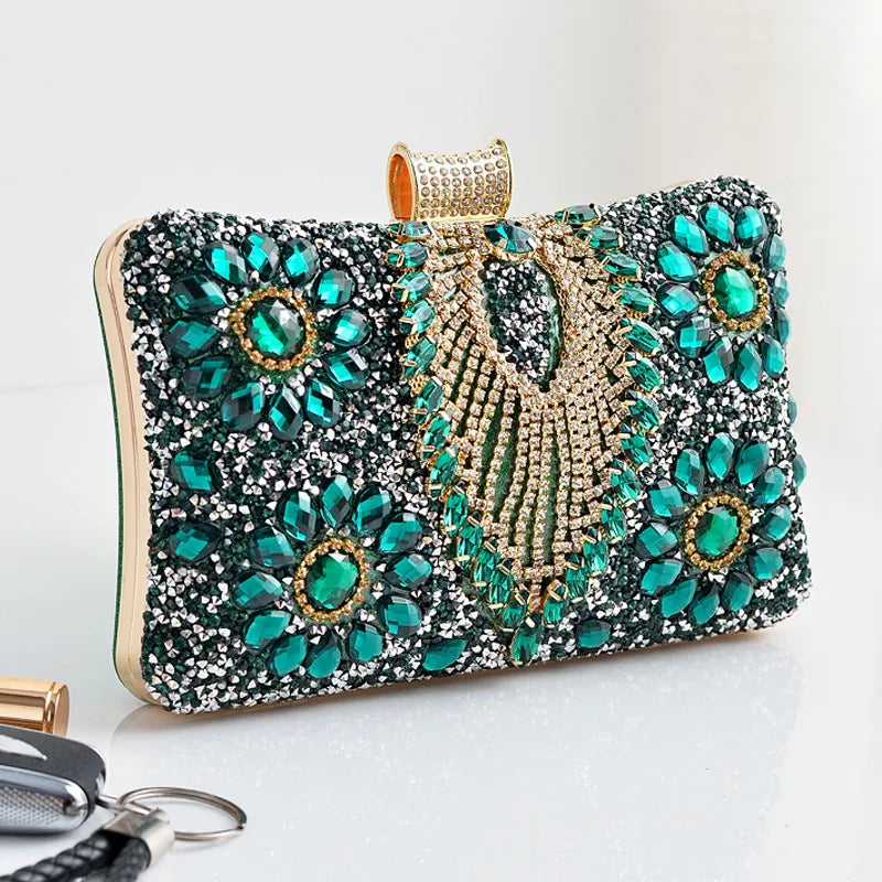 Luxury Rhinestones Glitter Dinner Bag Pretty Purses for Women Wedding Party Brands Evening Bags Chain Satchel Clutch Handbags