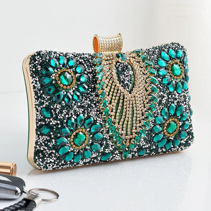 Luxury Rhinestones Glitter Dinner Bag Pretty Purses for Women Wedding Party Brands Evening Bags Chain Satchel Clutch Handbags