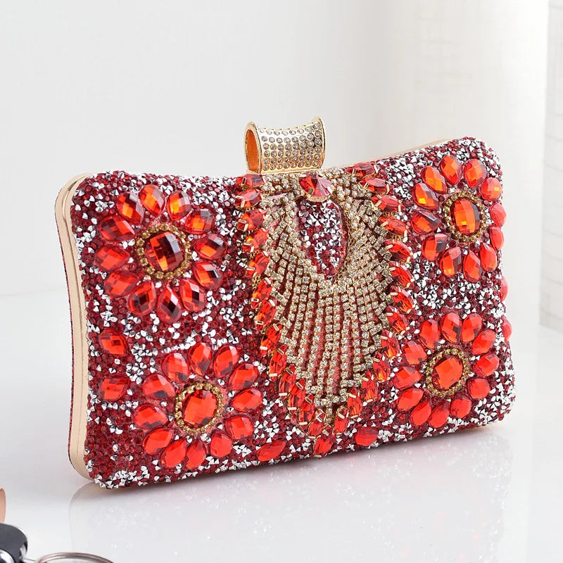 Luxury Rhinestones Glitter Dinner Bag Pretty Purses for Women Wedding Party Brands Evening Bags Chain Satchel Clutch Handbags
