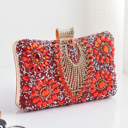 Luxury Rhinestones Glitter Dinner Bag Pretty Purses for Women Wedding Party Brands Evening Bags Chain Satchel Clutch Handbags