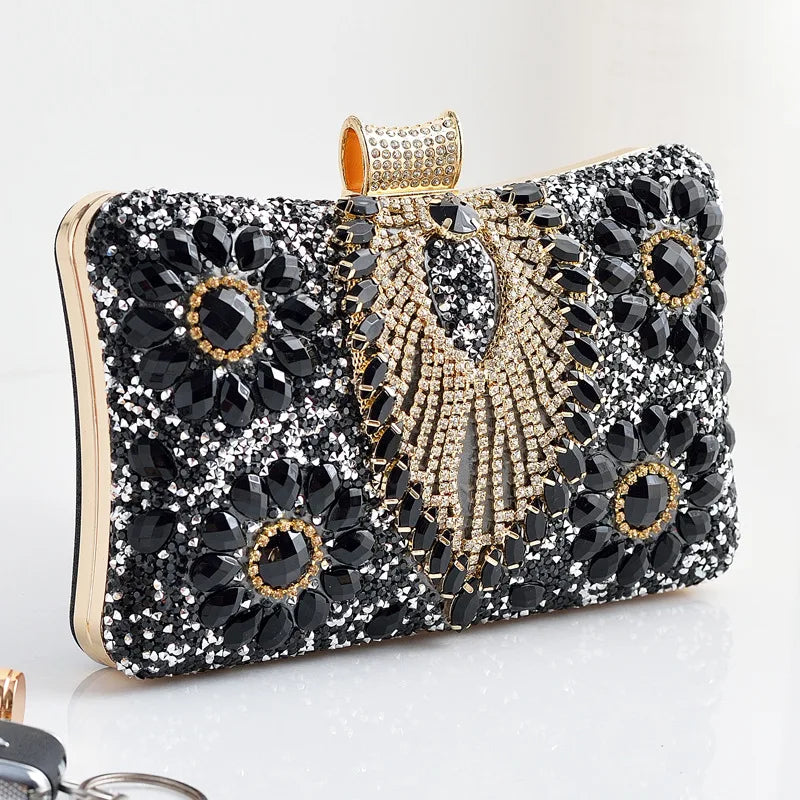 Luxury Rhinestones Glitter Dinner Bag Pretty Purses for Women Wedding Party Brands Evening Bags Chain Satchel Clutch Handbags