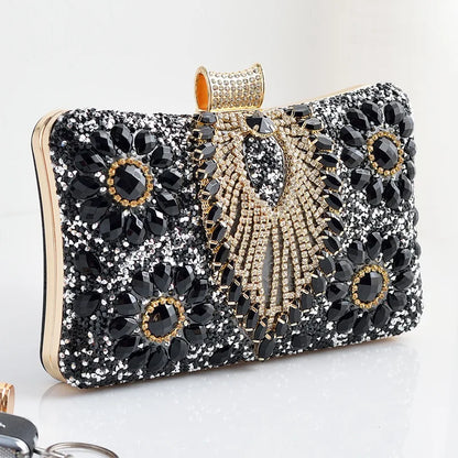 Luxury Rhinestones Glitter Dinner Bag Pretty Purses for Women Wedding Party Brands Evening Bags Chain Satchel Clutch Handbags