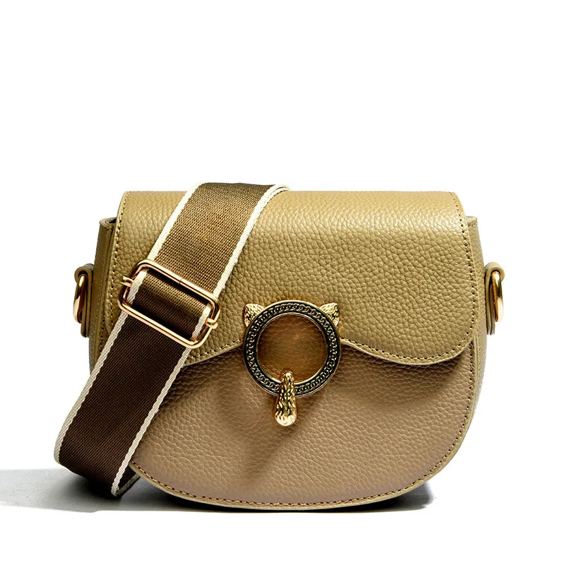 Luxury Semi Circle Soft Genuine Leather Women's Tote Bag Handbag Fashion Solid Color Cow Leather Female Shoulder Crossbody Bags