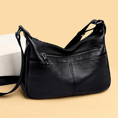 Luxury Soft Genuine Leather Handbag High Quality Cow Leather Crossbody Bag for Women LargeCapacity Ladies Shoulder Messenger Sac