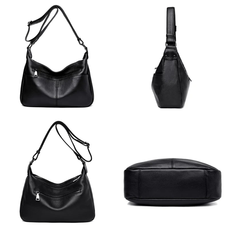 Luxury Soft Genuine Leather Handbag High Quality Cow Leather Crossbody Bag for Women LargeCapacity Ladies Shoulder Messenger Sac