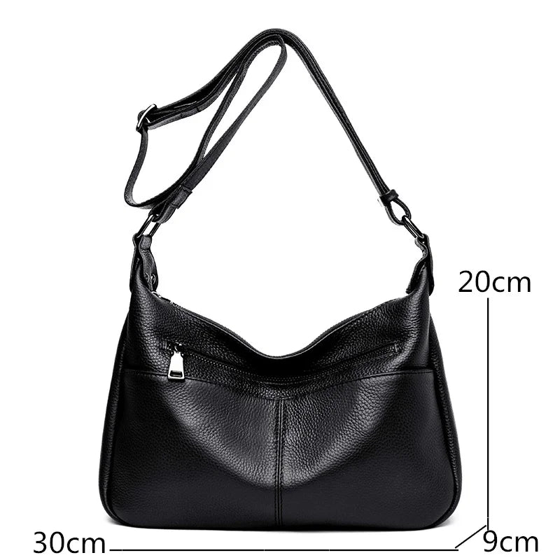 Luxury Soft Genuine Leather Handbag High Quality Cow Leather Crossbody Bag for Women LargeCapacity Ladies Shoulder Messenger Sac