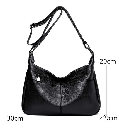 Luxury Soft Genuine Leather Handbag High Quality Cow Leather Crossbody Bag for Women LargeCapacity Ladies Shoulder Messenger Sac