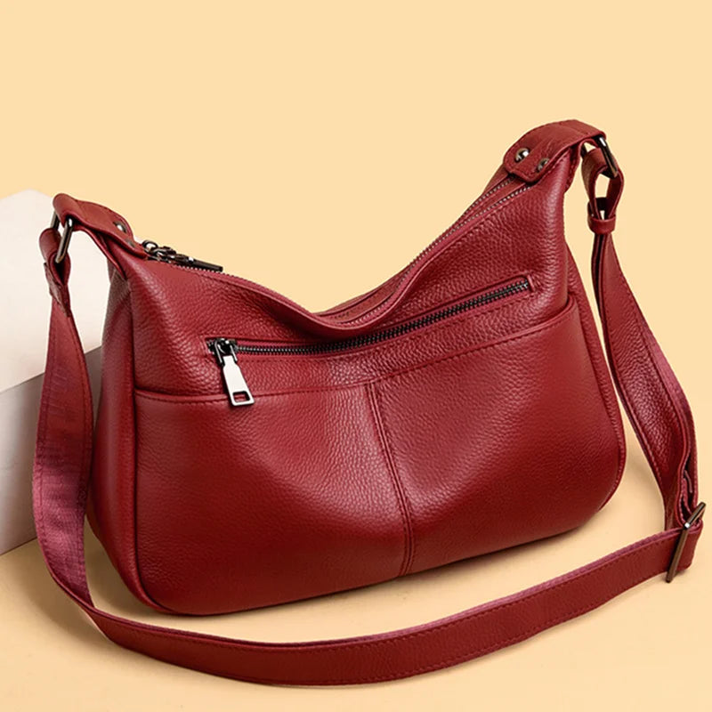 Luxury Soft Genuine Leather Handbag High Quality Cow Leather Crossbody Bag for Women LargeCapacity Ladies Shoulder Messenger Sac