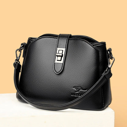 Luxury Soft Leather 3 Layers Small Bucket Bag Women's Handbag 2023 Luxury Women Shoulder Crossbody Bag Female Messenger Tote Sac