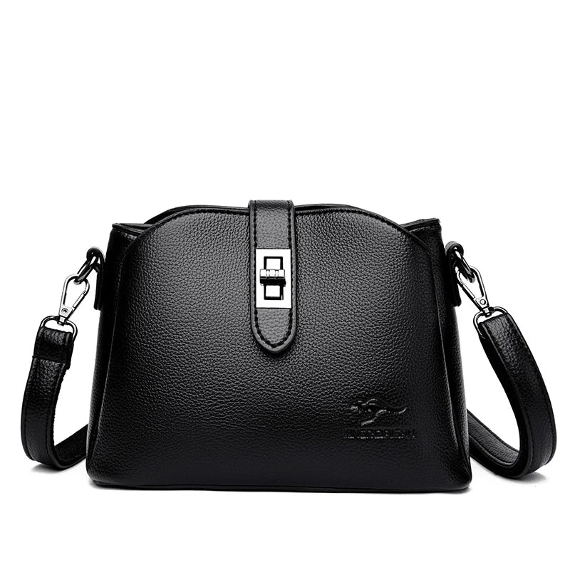 Luxury Soft Leather 3 Layers Small Bucket Bag Women's Handbag 2023 Luxury Women Shoulder Crossbody Bag Female Messenger Tote Sac