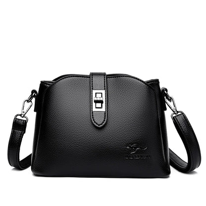 Luxury Soft Leather 3 Layers Small Bucket Bag Women's Handbag 2023 Luxury Women Shoulder Crossbody Bag Female Messenger Tote Sac