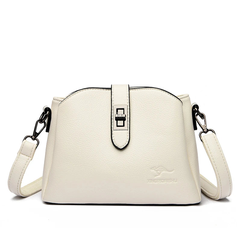 Luxury Soft Leather 3 Layers Small Bucket Bag Women's Handbag 2023 Luxury Women Shoulder Crossbody Bag Female Messenger Tote Sac