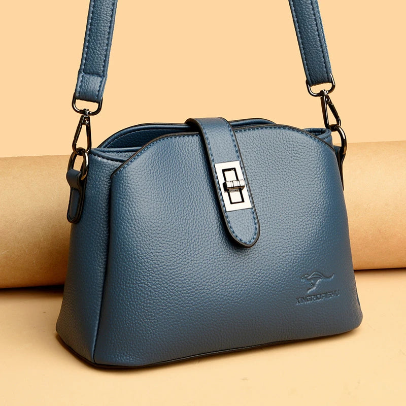 Luxury Soft Leather 3 Layers Small Bucket Bag Women's Handbag 2023 Luxury Women Shoulder Crossbody Bag Female Messenger Tote Sac