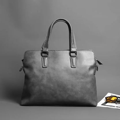 Luxury Soft Leather Briefcase For Men Business Laptop Retro Male Hand Tote Bag Casual Shoulder Messenger bag