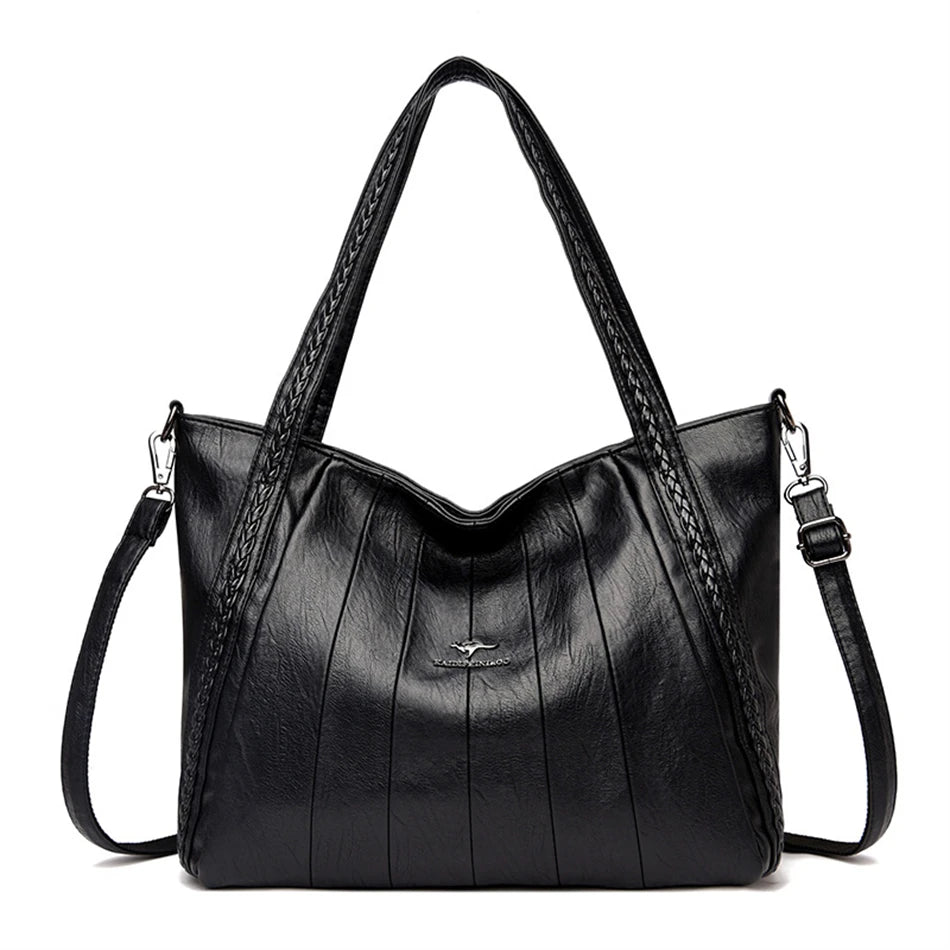 Luxury Soft Leather Handbag Women's New Casual Tote Bag Designer Ladies Large Shoulder Crossbody Handle Sac for Female Patchwork