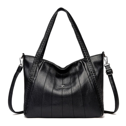Luxury Soft Leather Handbag Women's New Casual Tote Bag Designer Ladies Large Shoulder Crossbody Handle Sac for Female Patchwork