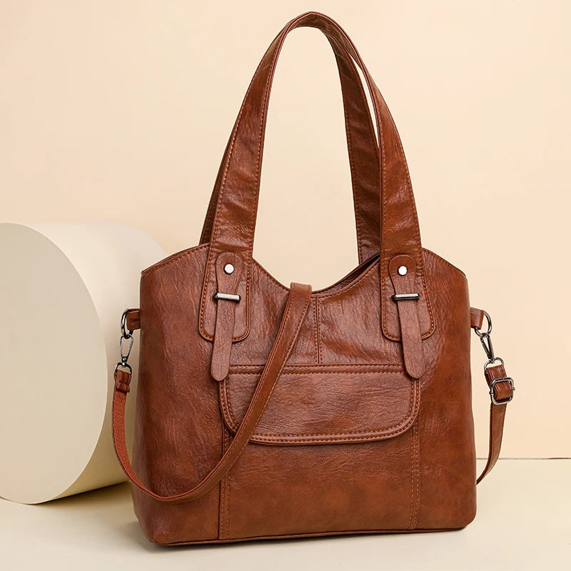 Luxury Soft Leather Handbags Designer Retro Crossbody Bags for Women 2023 New Large Capacity Ladies Shoulder Messenger Bag