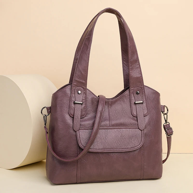 Luxury Soft Leather Handbags Designer Retro Crossbody Bags for Women 2023 New Large Capacity Ladies Shoulder Messenger Bag