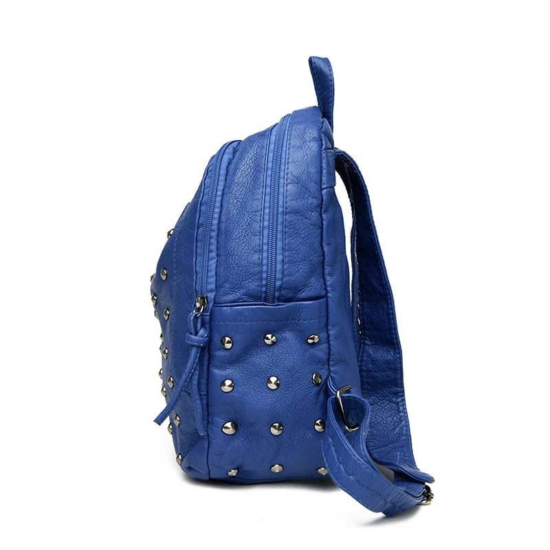 Luxury Soft Leather Large Capacity Women's Backpacks Rivet Design Backpack 2023 High Quality Leather Backpack Women Shoulder Bag