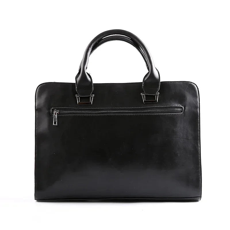 Luxury Soft Leather Men's Briefcase Large Capacity Handbag Retro Tote Male Shoulder Messenger Business Laptop Bag