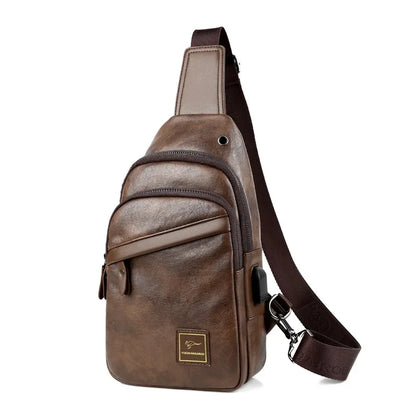 Luxury Soft Leather Men's Chest Business Male Shoulder Crossbody Multifunctional Sling Man Mobile Phone Bag