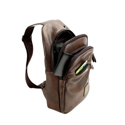 Luxury Soft Leather Men's Chest Business Male Shoulder Crossbody Multifunctional Sling Man Mobile Phone Bag