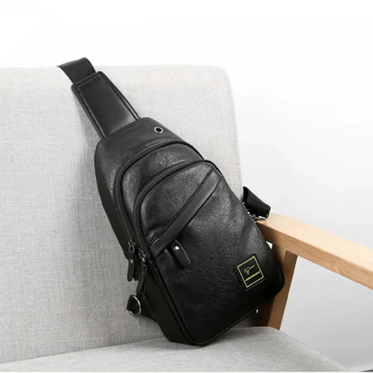 Luxury Soft Leather Men's Chest Business Male Shoulder Crossbody Multifunctional Sling Man Mobile Phone Bag