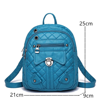 Luxury Soft Leather Women's Backpack High Quality PU Leather School Bags For Girl Multi-zip Large Capacity Travel Women Backpack