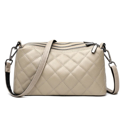 Luxury Soft Solid Genuine Leather Shoulder Crossbody Bag For Women Designer 3 Layers Women's Handbag Cow Leather Female Tote Sac