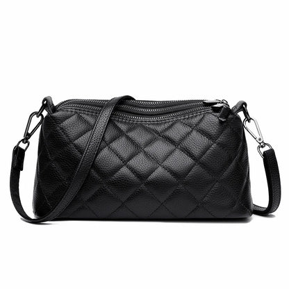 Luxury Soft Solid Genuine Leather Shoulder Crossbody Bag For Women Designer 3 Layers Women's Handbag Cow Leather Female Tote Sac