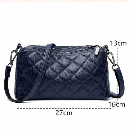 Luxury Soft Solid Genuine Leather Shoulder Crossbody Bag For Women Designer 3 Layers Women's Handbag Cow Leather Female Tote Sac