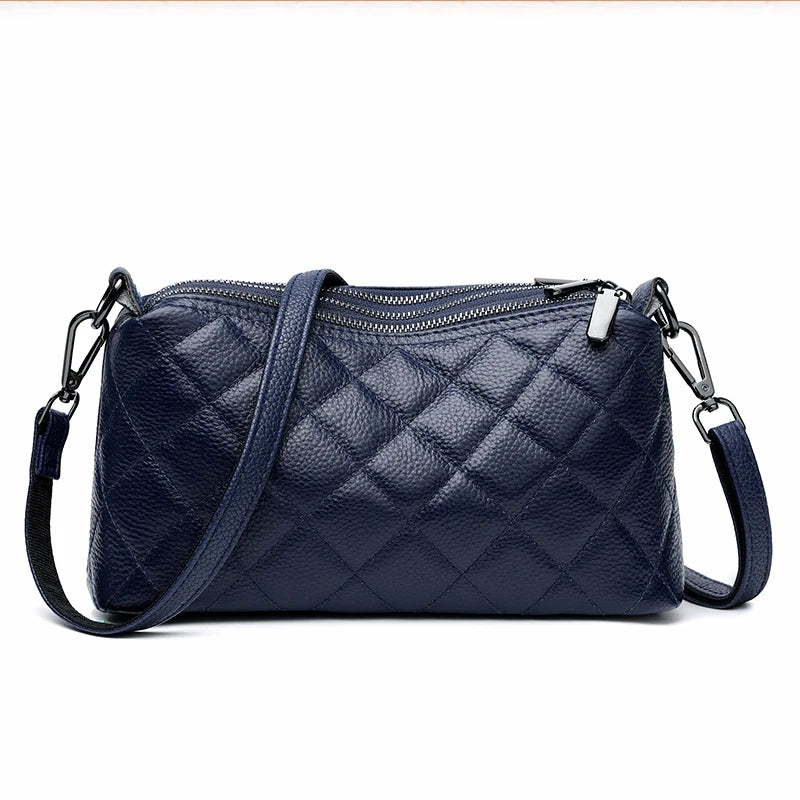 Luxury Soft Solid Genuine Leather Shoulder Crossbody Bag For Women Designer 3 Layers Women's Handbag Cow Leather Female Tote Sac