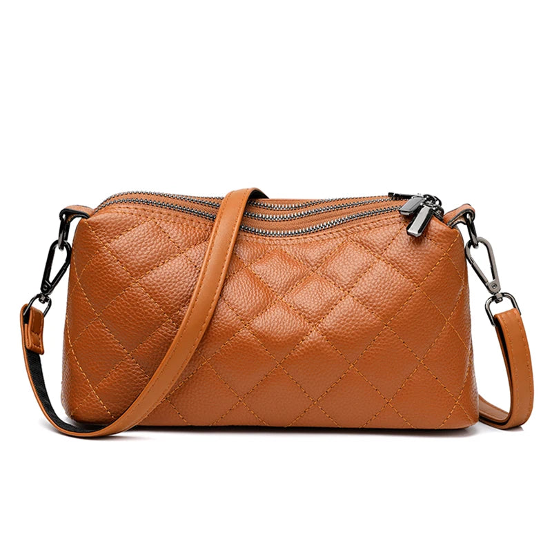 Luxury Soft Solid Genuine Leather Shoulder Crossbody Bag For Women Designer 3 Layers Women's Handbag Cow Leather Female Tote Sac