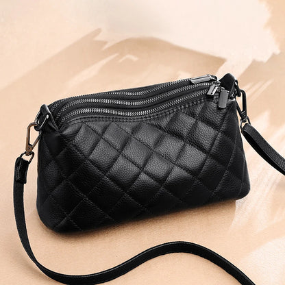 Luxury Soft Solid Genuine Leather Shoulder Crossbody Bag For Women Designer 3 Layers Women's Handbag Cow Leather Female Tote Sac