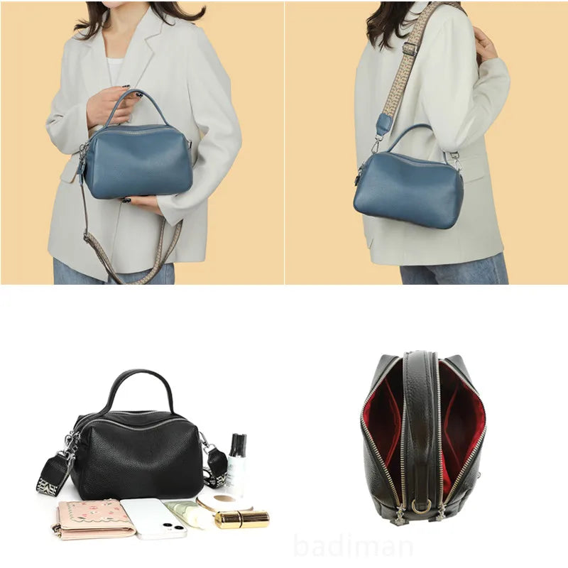 Luxury Soft Solid Genuine Leather Tote Sac Women's Handbag 2023 Brand Women Shoulder Crossbody Bag Fashion Female Messenger Bags