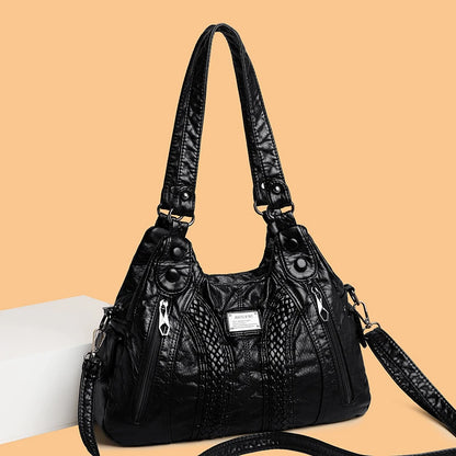Luxury Soft Washed Pu Leather  Shoulder Crossbody Bag for Women 2022 Fashion Ladies Purses and Handbags  Female Travel Totes Sac