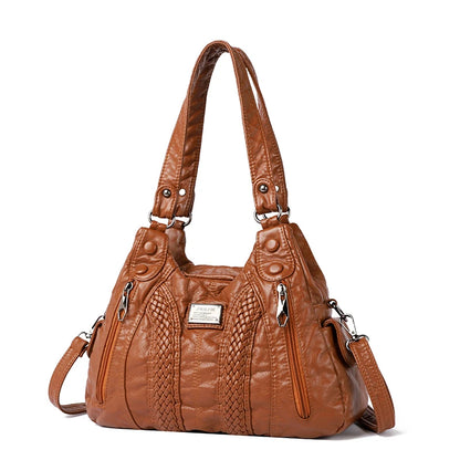 Luxury Soft Washed Pu Leather  Shoulder Crossbody Bag for Women 2022 Fashion Ladies Purses and Handbags  Female Travel Totes Sac