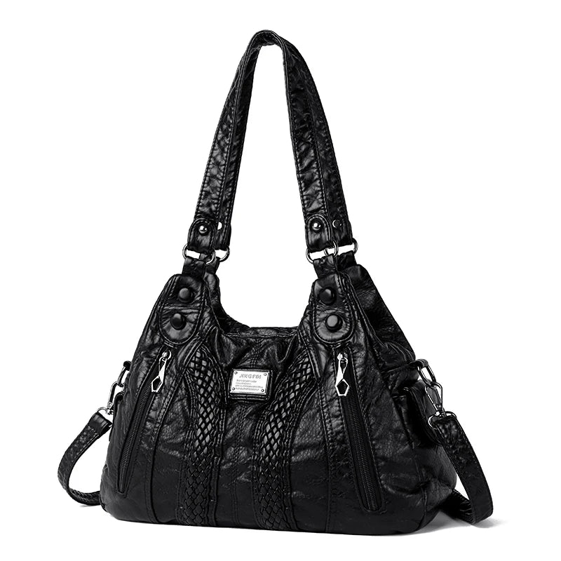 Luxury Soft Washed Pu Leather  Shoulder Crossbody Bag for Women 2022 Fashion Ladies Purses and Handbags  Female Travel Totes Sac