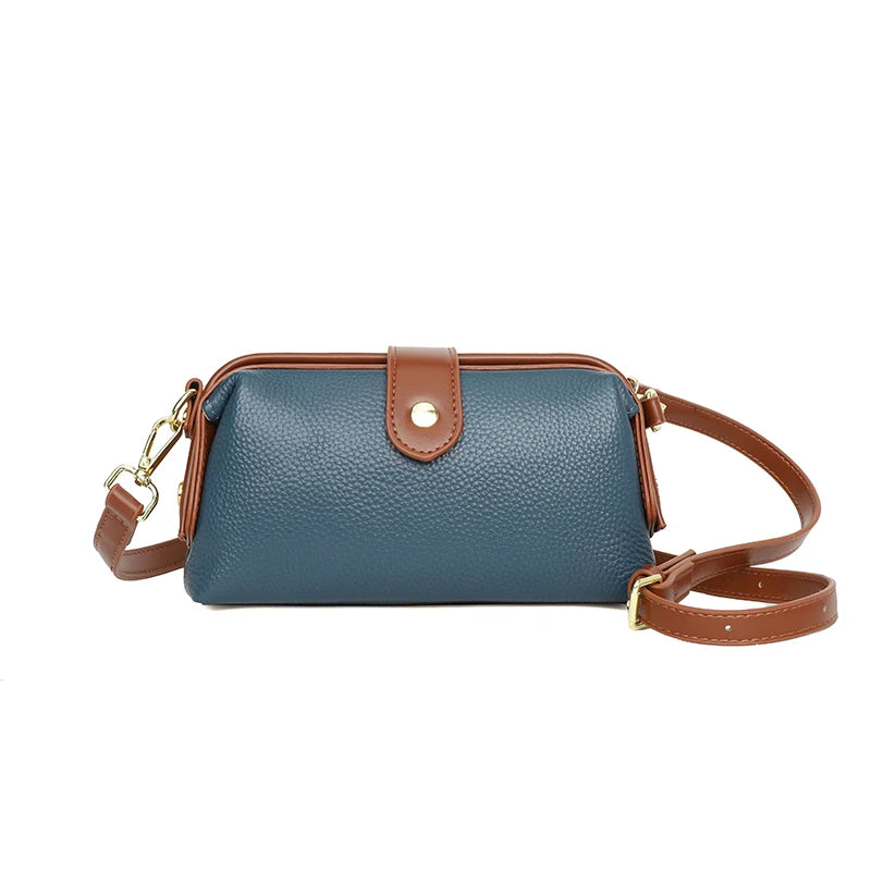 Luxury Solid Color Cow Leather Handbag Female Messenger Tote Sac 2023 High Quality Genuine Leather Women Crossbody Shoulder Bags