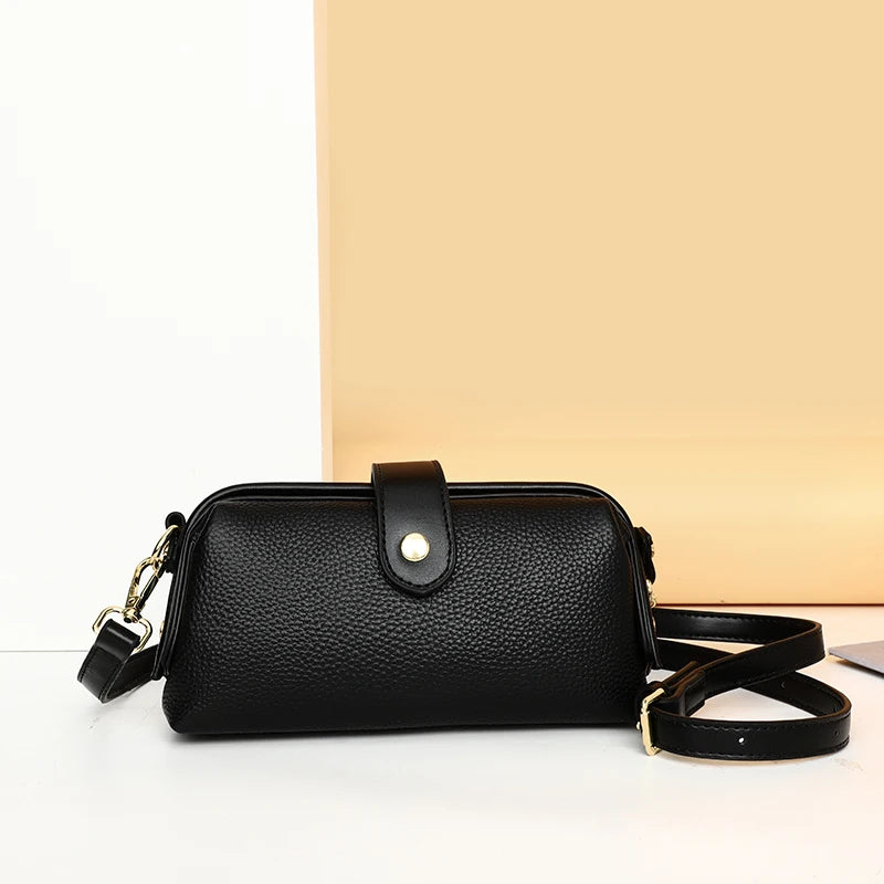 Luxury Solid Color Cow Leather Handbag Female Messenger Tote Sac 2023 High Quality Genuine Leather Women Crossbody Shoulder Bags